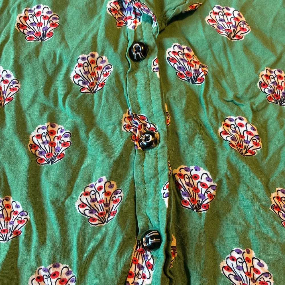 Maeve Anthropologie Green Floral Button-Down Blouse - Picture 4 of 5